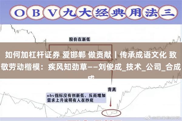 如何加杠杆证券 爱邯郸 做贡献丨传承成语文化 致敬劳动楷模：疾风知劲草——刘俊成_技术_公司_合成